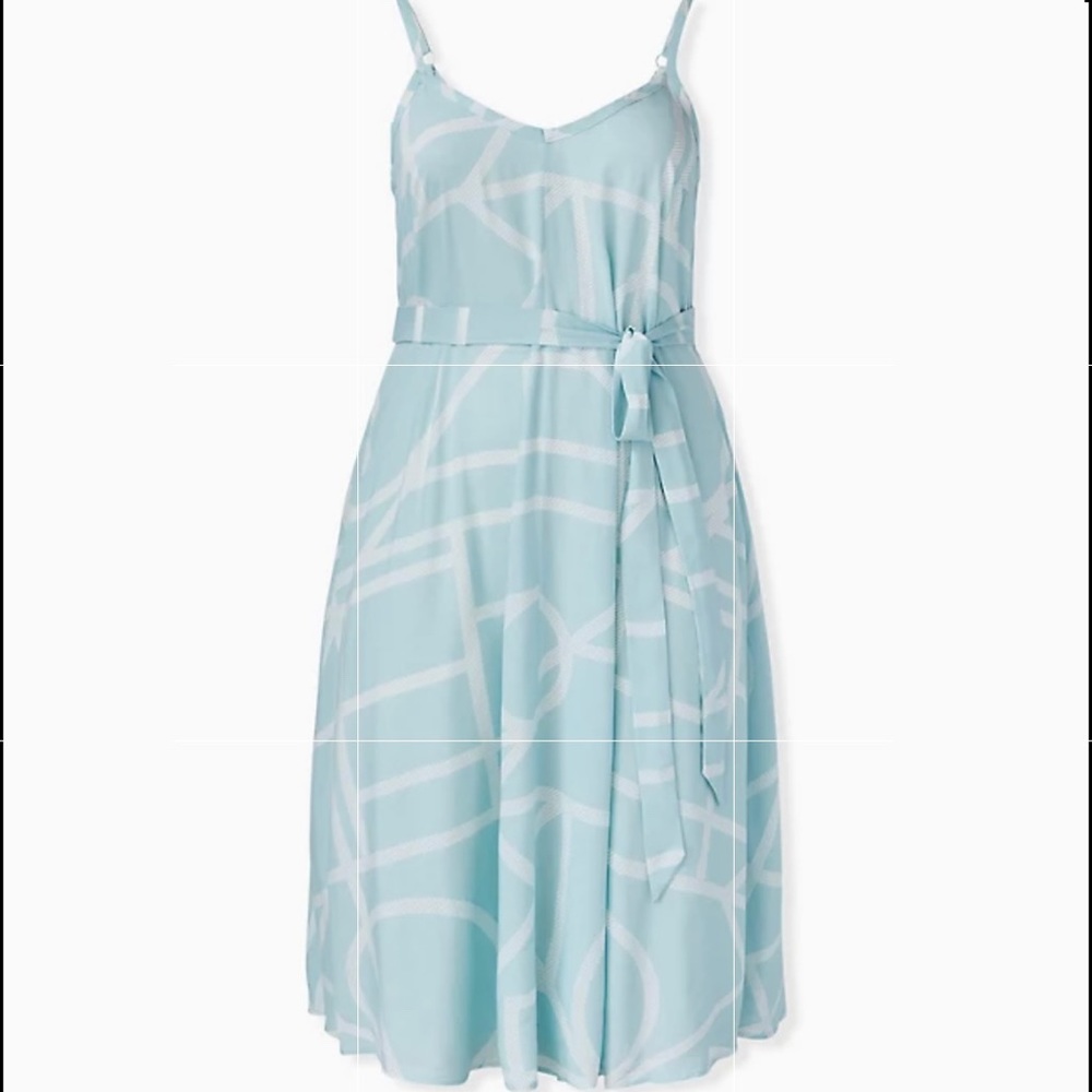 Torrid mint blue geo challis self tie midi trapeze dress 2XL